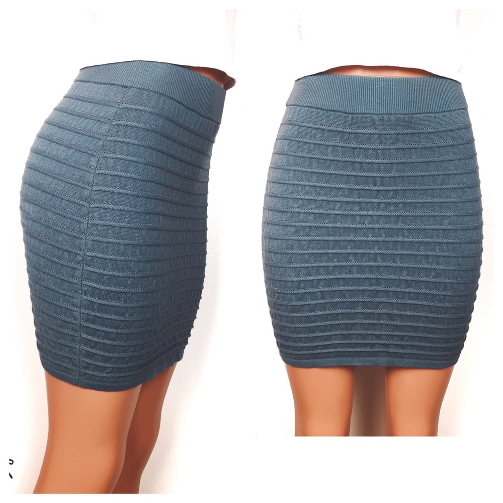 Silence + Noise • Blue Knit Mini Skirt
